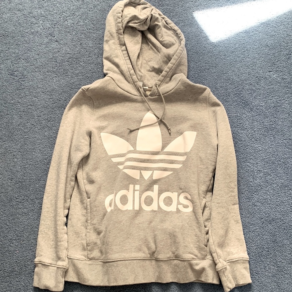 ADIDAS grey sweatshirt with white lettering (size small) GREAT CONDITION